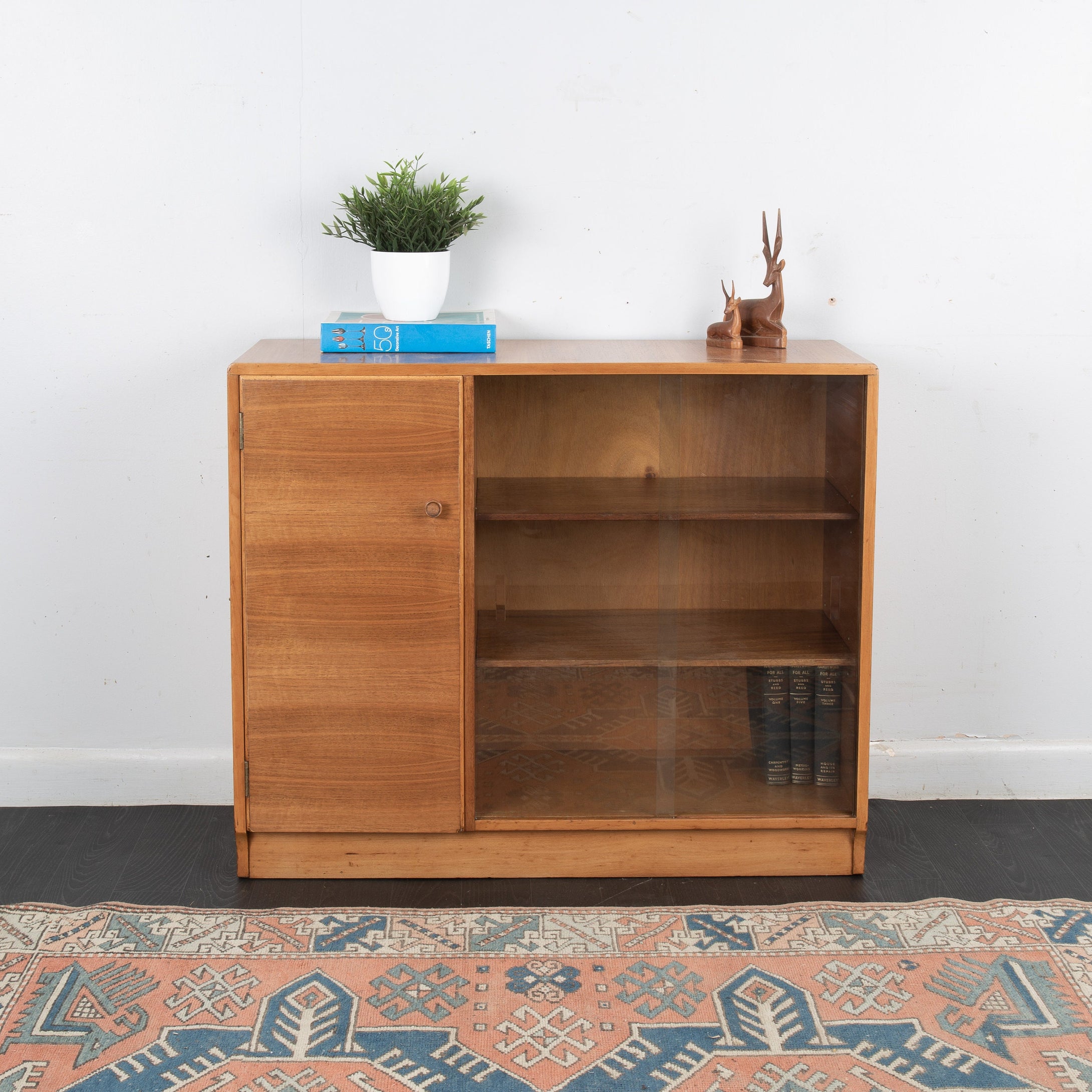 Vintage Walnut and Glass Display Cabinet